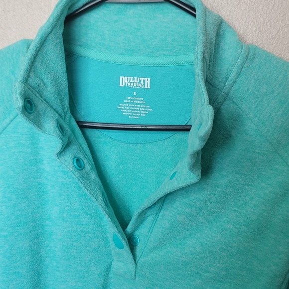 Women's Duluth Trading Co Sz S Fleece Mint Green 1/4 Button Pullover - Picture 5 of 6